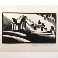 Olin Dows "Washing Women" Taxco, Mexico, 1933 Wood Engraving
