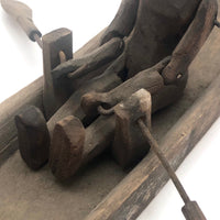 Antique Carved Folk Art Articulated Figure Rowing Long Boat
