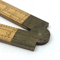 Old Stanley Boxwood and Brass 12 Inch Folding Ruler with Caliper