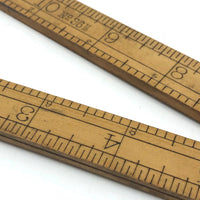 Old Stanley Boxwood and Brass 12 Inch Folding Ruler with Caliper