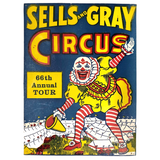 Original Sells and Gray Circus 1969 Screenprint Poster on Board