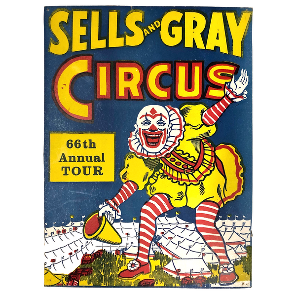 Original Sells and Gray Circus 1969 Screenprint Poster on Board