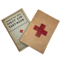 Red Cross First Aid Text-Book with Brown Paper Hand-drawn Cover