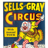 Original Sells and Gray Circus 1969 Screenprint Poster on Board