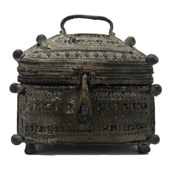 Indian Lost Wax Cast Bronze Old Dhorka Box - One of Two