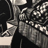 Olin Dows "Market: Riga" 1933 Wood Engraving Print