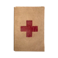 Red Cross First Aid Text-Book with Brown Paper Hand-drawn Cover
