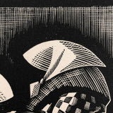 Olin Dows "Market: Riga" 1933 Wood Engraving Print