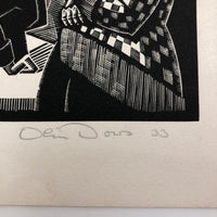 Olin Dows "Market: Riga" 1933 Wood Engraving Print
