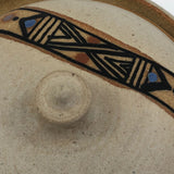 Lidded Pottery Cooking and Serving Dish With Banded Pattern