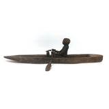 Antique Carved Folk Art Articulated Figure Rowing Long Boat