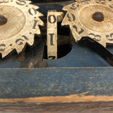 Gorgeous c. 1873 Patented Mechanical Grain Counter in Old Blue Paint