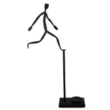 Welded Steel Sculpture of Running Man With Candle Holder