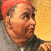 Curious Antique Oil Painting on Man in Dressing Gown About to Swat a Fly!