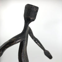Welded Steel Sculpture of Running Man With Candle Holder