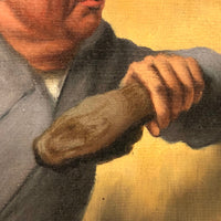 Curious Antique Oil Painting on Man in Dressing Gown About to Swat a Fly!