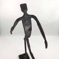 Welded Steel Sculpture of Running Man With Candle Holder
