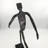 Welded Steel Sculpture of Running Man With Candle Holder