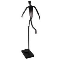 Welded Steel Sculpture of Running Man With Candle Holder