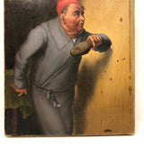 Curious Antique Oil Painting on Man in Dressing Gown About to Swat a Fly!