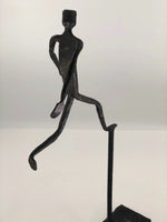 Welded Steel Sculpture of Running Man With Candle Holder
