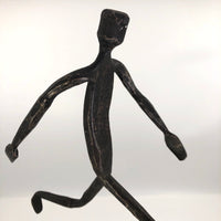 Welded Steel Sculpture of Running Man With Candle Holder