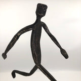 Welded Steel Sculpture of Running Man With Candle Holder