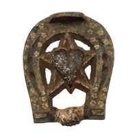 Antique Cast Iron Good Luck (Presumed Fraternal) Horseshoe with Original Paint