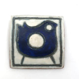 Karin og Aase, Denmark Mid-Century Blue and White Glazed Ceramic Bird Pin