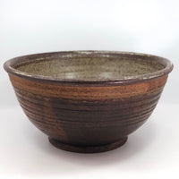 Huge Earthy Hand-thrown Stoneware Bowl Signed Davis