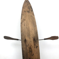 Antique Carved Folk Art Articulated Figure Rowing Long Boat