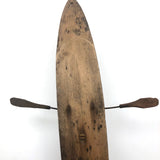 Antique Carved Folk Art Articulated Figure Rowing Long Boat