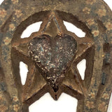 Antique Cast Iron Good Luck (Presumed Fraternal) Horseshoe with Original Paint