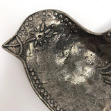 T.W. Pewter Handcrafted Pewter Bird Shaped Tea Bag Holder or Trinket Dish