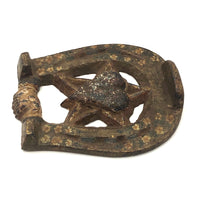 Antique Cast Iron Good Luck (Presumed Fraternal) Horseshoe with Original Paint