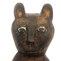 Fantastic Old Folk Art Carved Cat with Painted Eyes