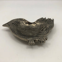 T.W. Pewter Handcrafted Pewter Bird Shaped Tea Bag Holder or Trinket Dish