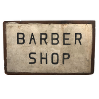 Perfectly Minimal Hand-painted Barber Shop Sign on Masonite
