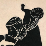 Alice Nanogak Canadian Inuit Framed Hand-printed Stonecut of Mother and Child