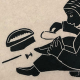 Alice Nanogak Canadian Inuit Framed Hand-printed Stonecut of Mother and Child