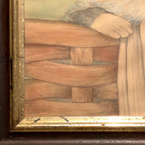 Three Soulful Cats Large Mixed Media Drawing on Paper, Framed