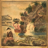 Wonderful Miniature Framed Watercolor, The Little Merchants, 1825