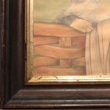 Three Soulful Cats Large Mixed Media Drawing on Paper, Framed