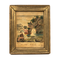 Wonderful Miniature Framed Watercolor, The Little Merchants, 1825