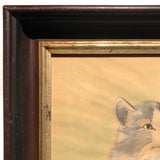 Three Soulful Cats Large Mixed Media Drawing on Paper, Framed