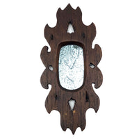 Charming Small Early Mirror in Hand-carved Frame with Homespun Fabric Backing