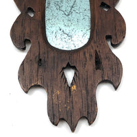 Charming Small Early Mirror in Hand-carved Frame with Homespun Fabric Backing