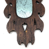 Charming Small Early Mirror in Hand-carved Frame with Homespun Fabric Backing