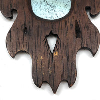 Charming Small Early Mirror in Hand-carved Frame with Homespun Fabric Backing