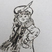 Two Portraits of Mary -- Pair of 1910 Hand-drawn Pen and Ink Postcards